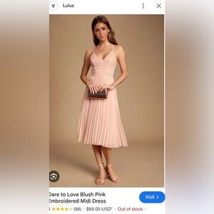 Lulu's Light Pink Pleated Midi Dress